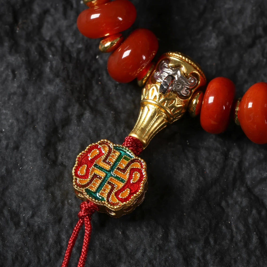 Dharma Deer Red Agate Tibetan Bracelet