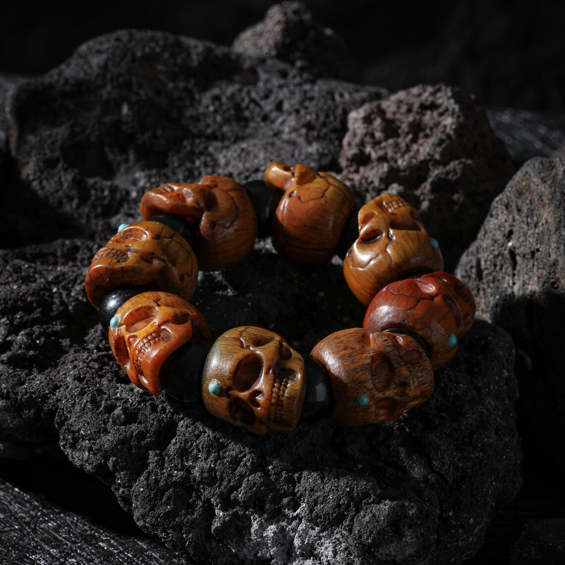 Dharma Deer Bone Skull Bracelet Protection Amulet