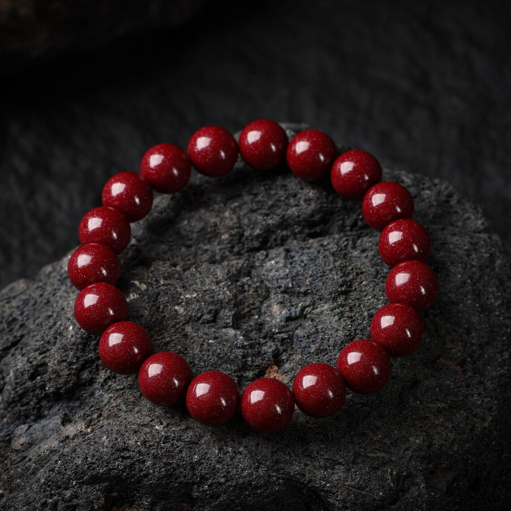 Dharma Deer Cinnabar Amulet Mala Bead Bracelet