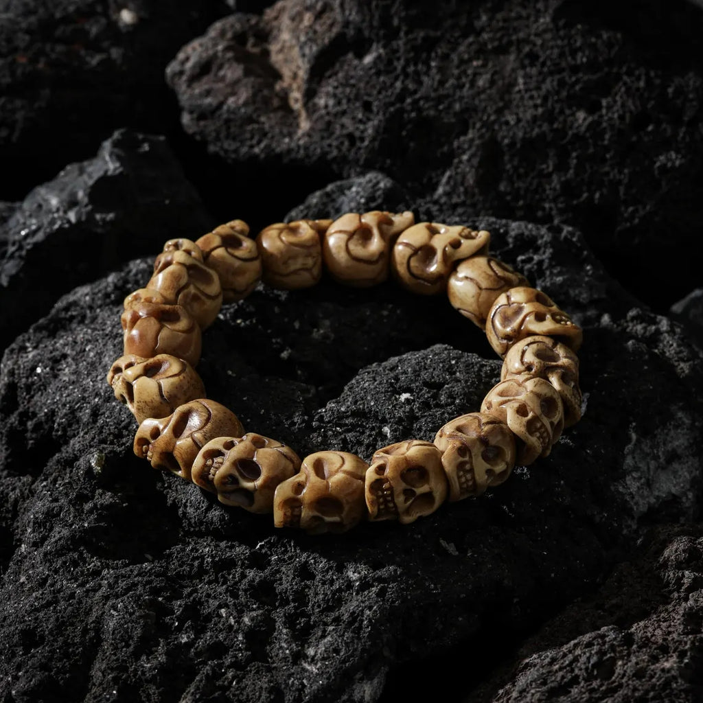 Dharma Deer Bone Skull Bracelet Protection Amulet
