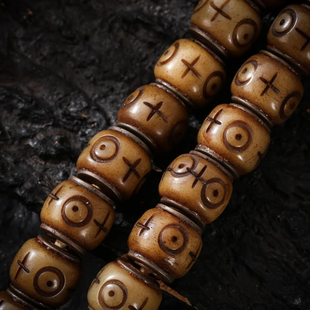 Dharma Deer Yak Bone Necklace 108 Mala Beads