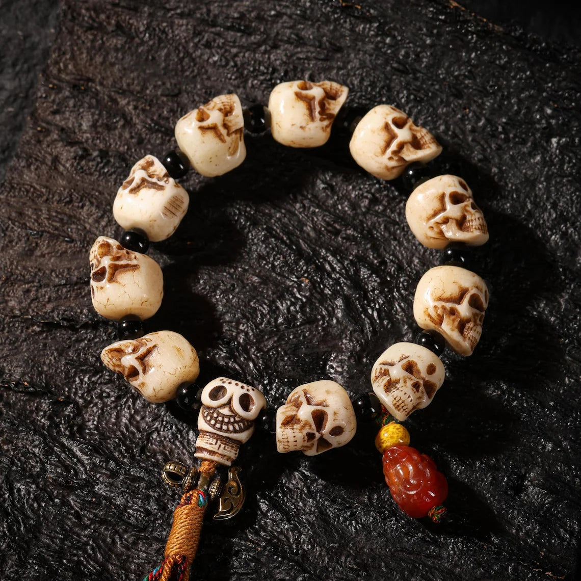 Dharma Deer Bone Skull Bracelet Charnel Ground