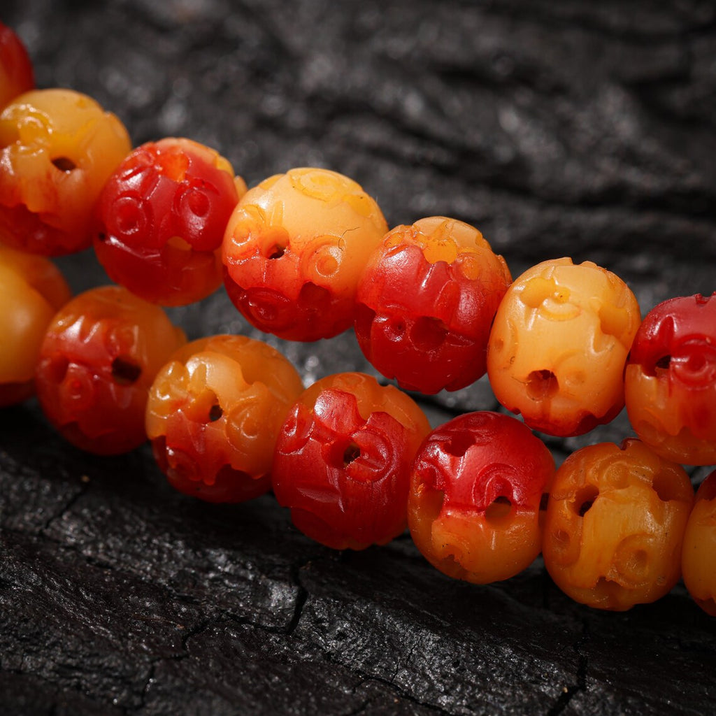 Dharma Deer Yak Bone Necklace 108 Mala Beads Hollow Design