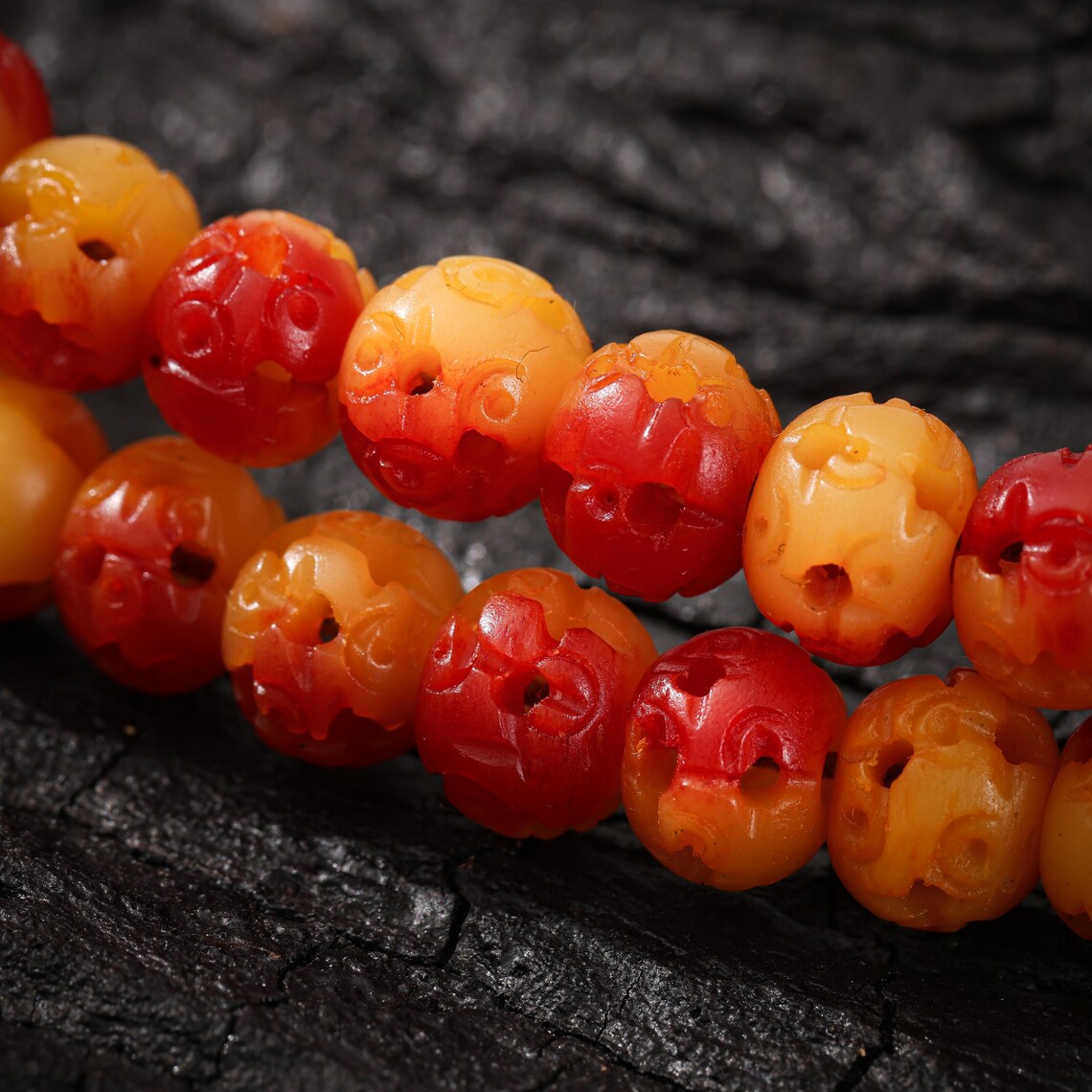 Dharma Deer Yak Bone Necklace 108 Mala Beads Hollow Design