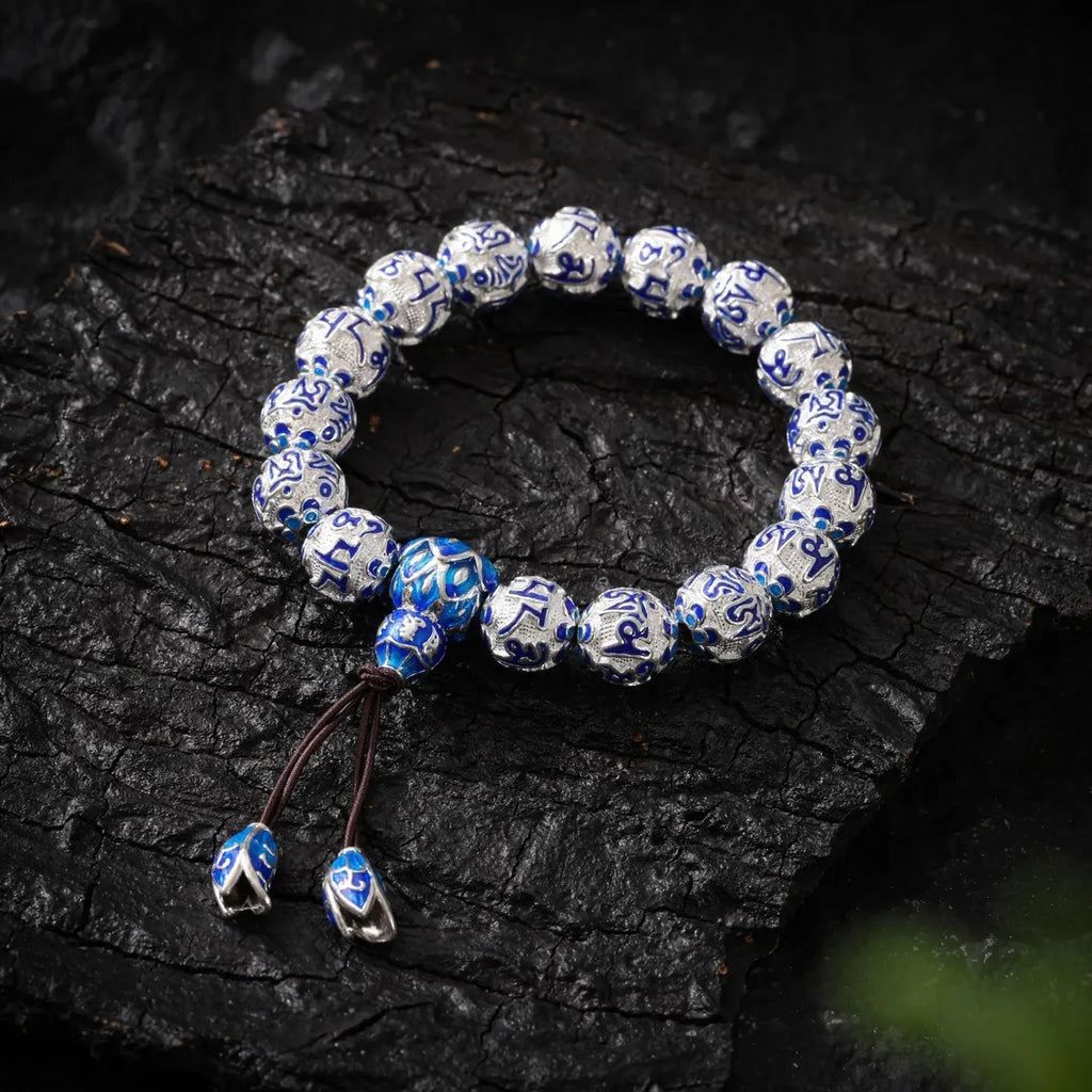 Dharma Deer Tibetan Om Sterling Silver Bracelet