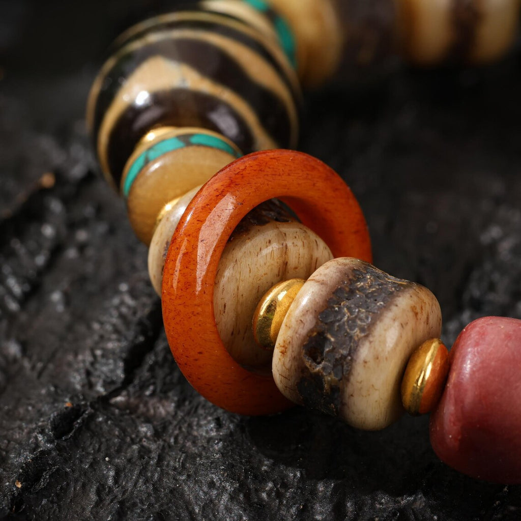 Dharma Deer Yak Bone Tibetan Talisman Bracelet