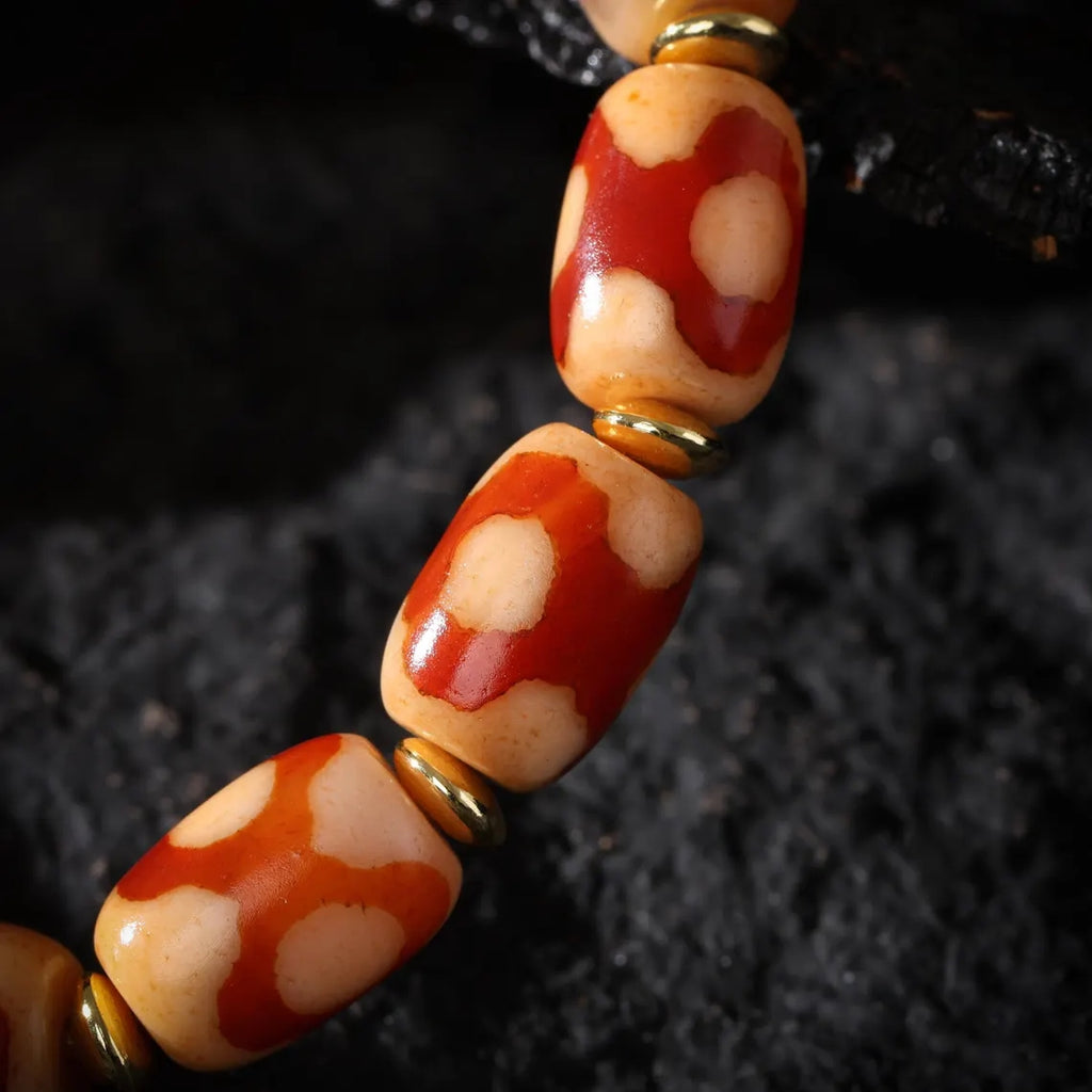 Dharma Deer Mala Bracelet One-Eyed Dzi Sardonyx