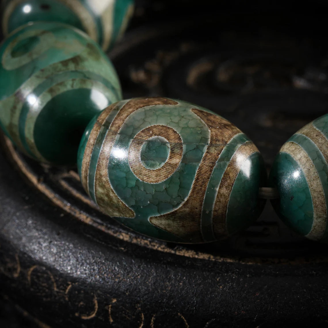 Dharma Deer Tibetan Three-Eyed Dzi Beads Bracelet