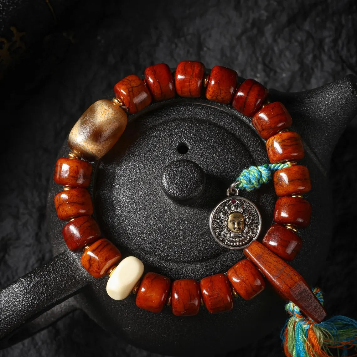 Dharma Deer Yak Bone Bracelet Tibetan Protection Talisman