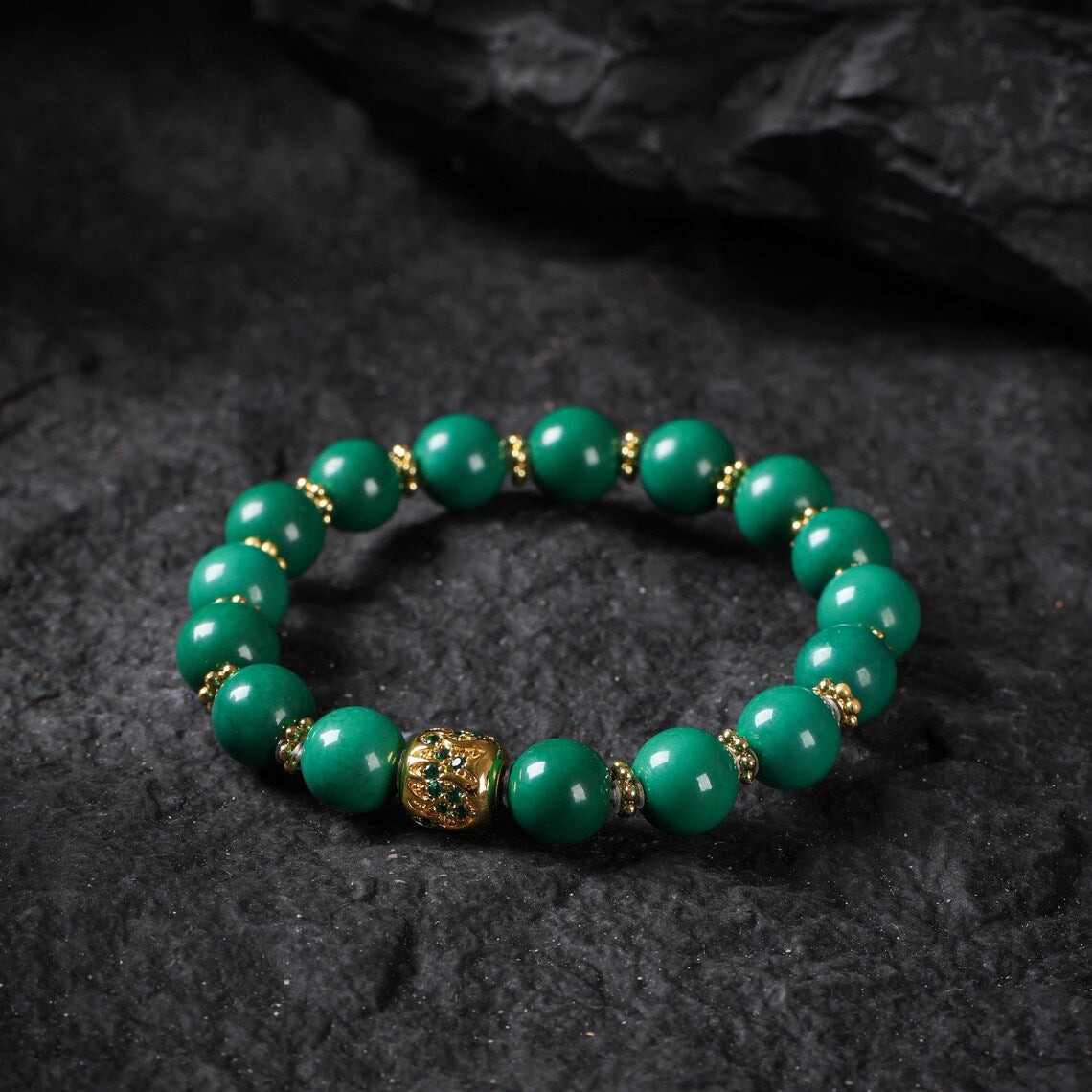 Dharma Deer Turquoise 18K Gold Plated Natural Peridot Bracelet