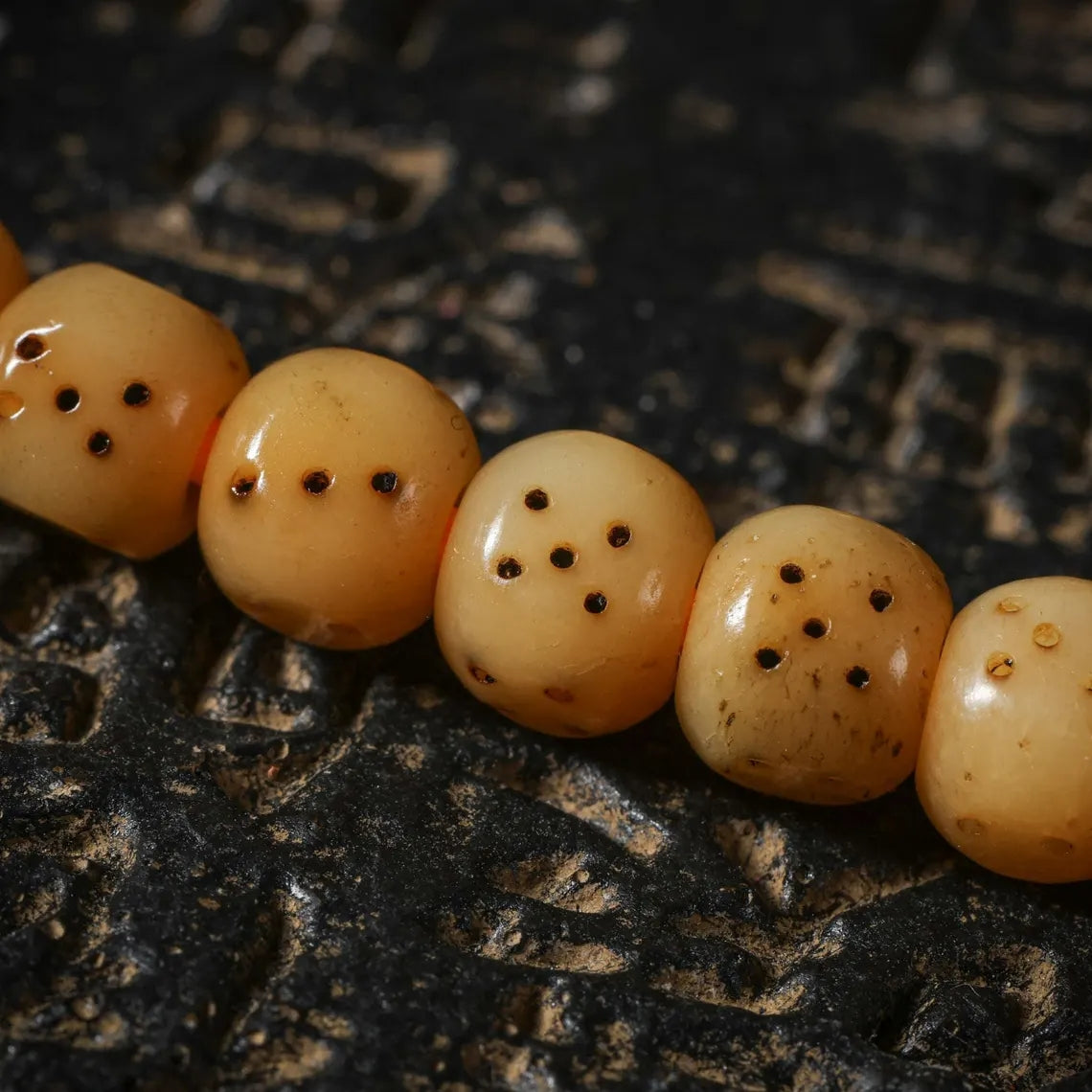Dharma Deer Yak Bone Necklace 108 Square Mala Beads