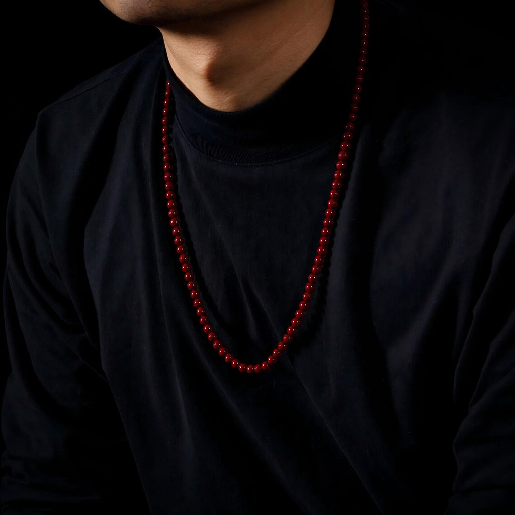 Dharma Deer Cinnabar 108 Mala Beads Necklace