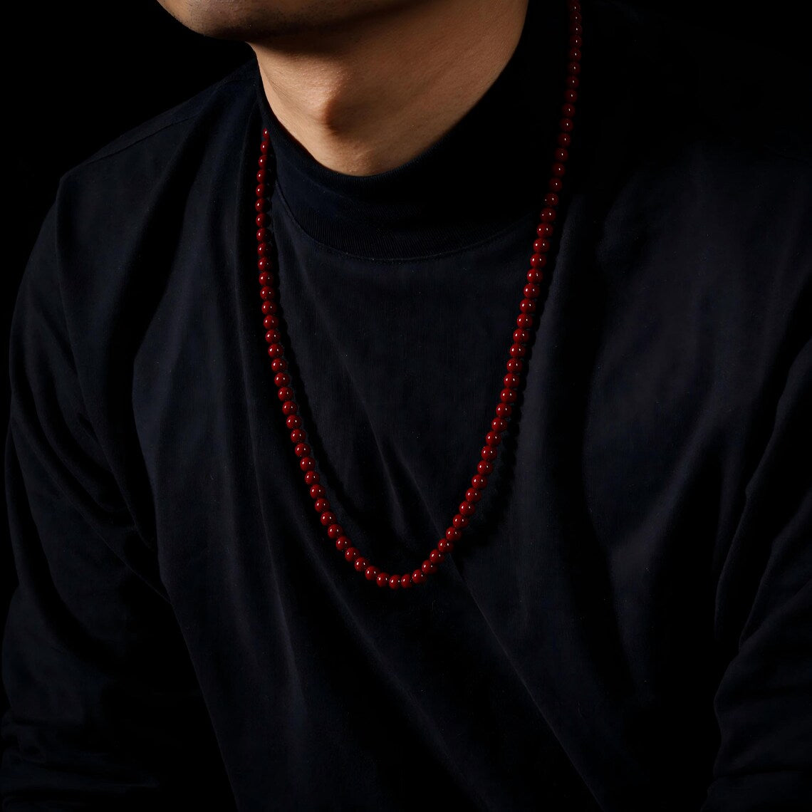 Dharma Deer Cinnabar 108 Mala Beads Necklace