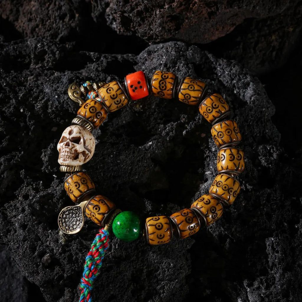 Dharma Deer Bone Skull Bracelet Tibetan Protection Talisman