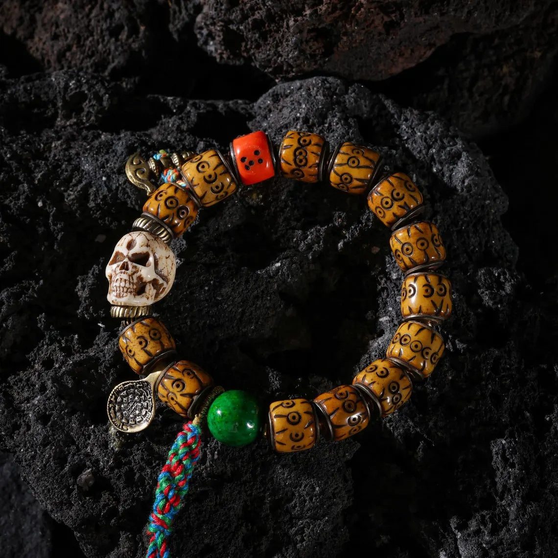 Dharma Deer Bone Skull Bracelet Tibetan Protection Talisman