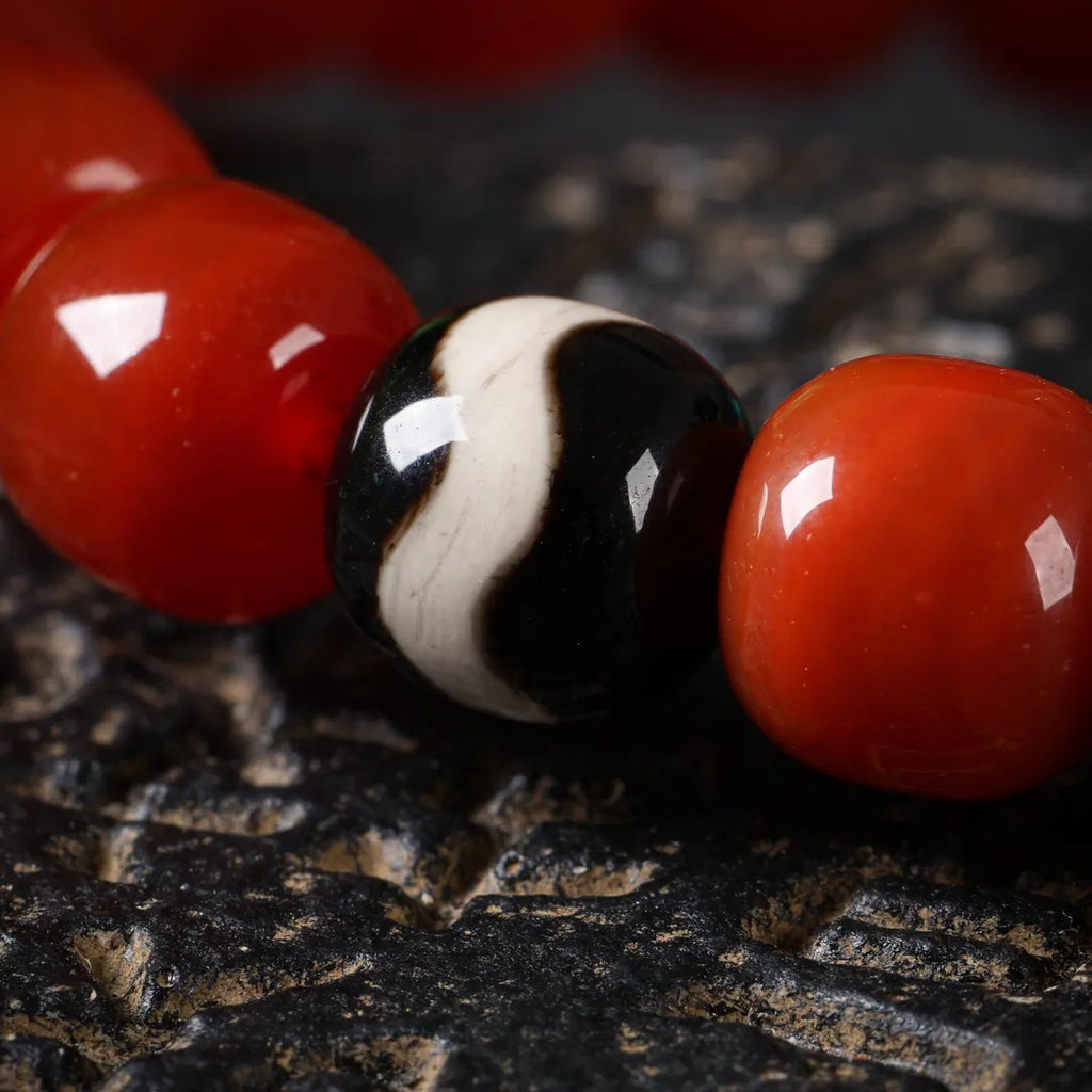Dharma Deer Red Agate Turquoise Bracelet Dzi