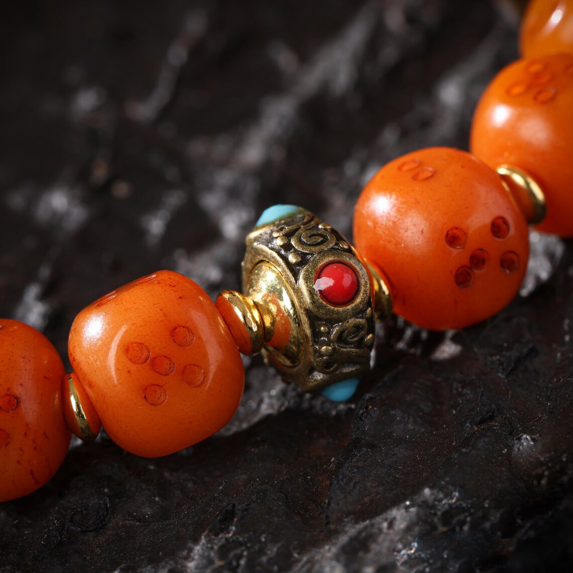 Dharma Deer Yak Bone Bracelet Tibetan Talisman