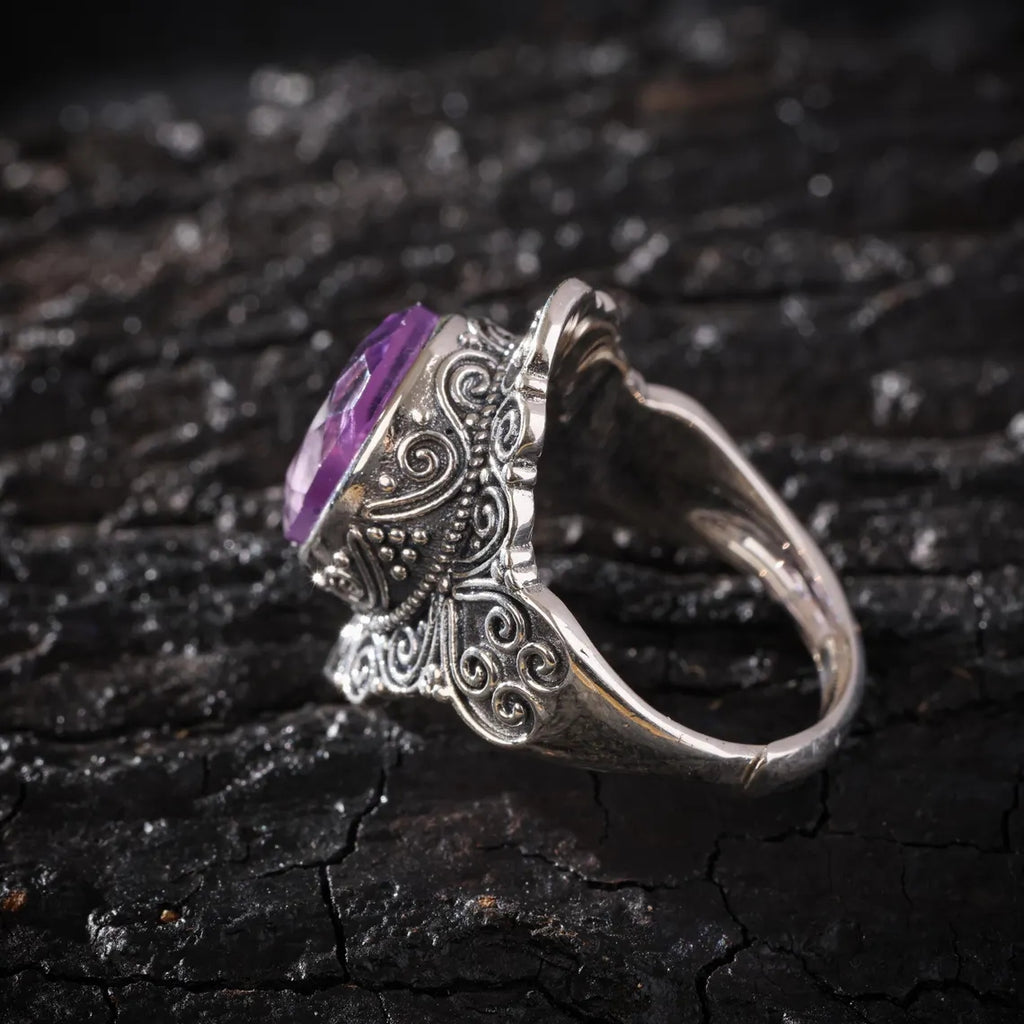 Dharma Deer Natural Amethyst Ring