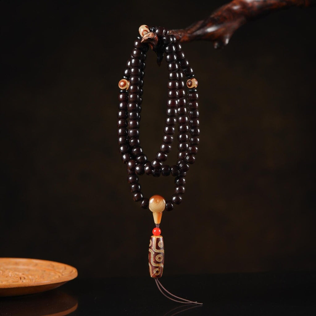 Dharma Deer Black Bodhi 108 Mala Beads Necklace