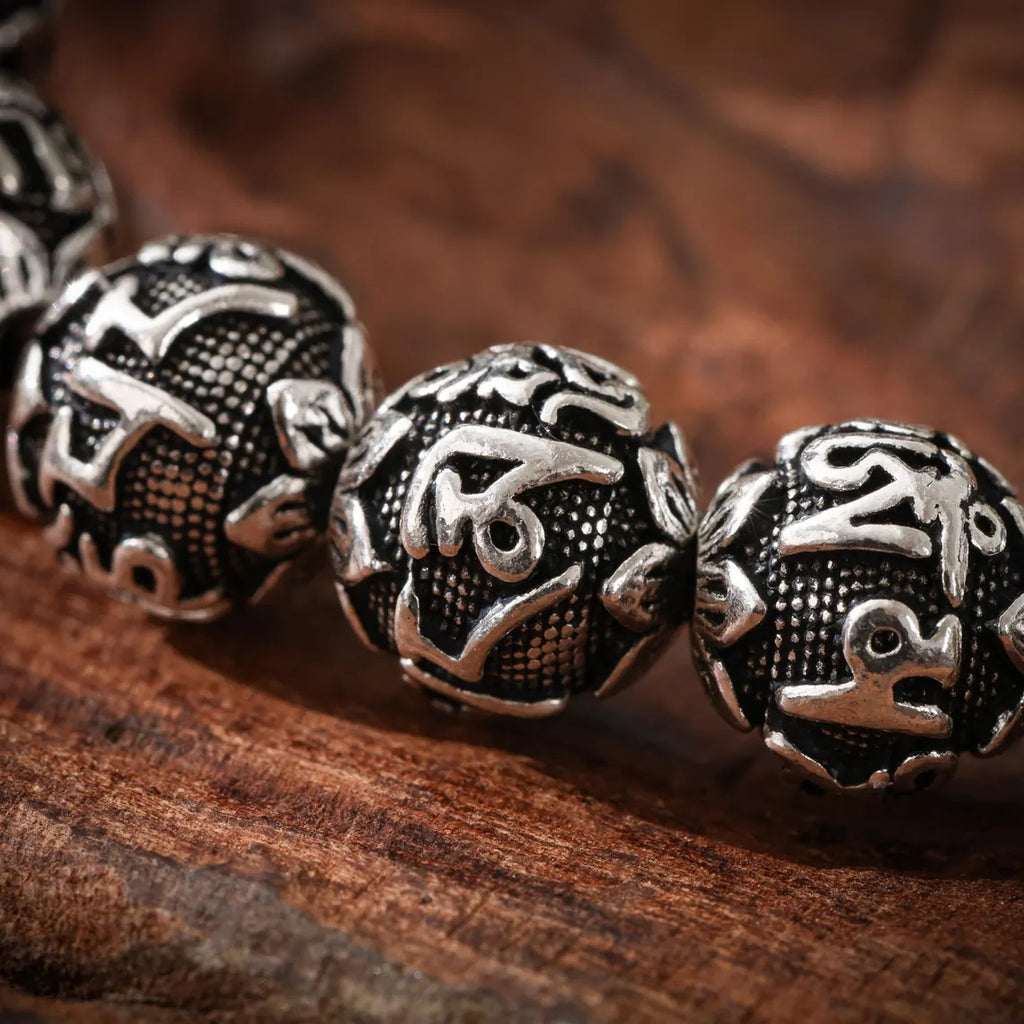 Dharma Deer Tibetan Om Sterling Silver Bracelet