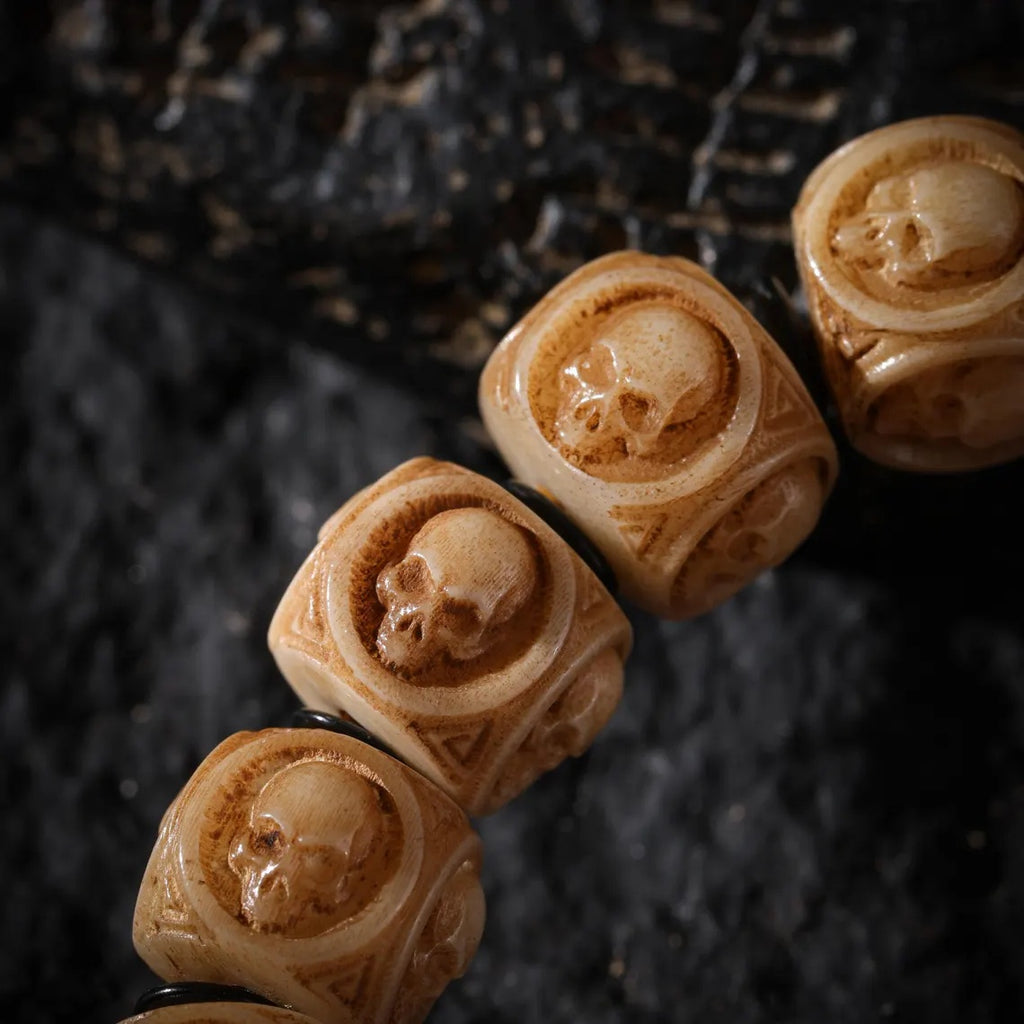 Dharma Deer Yak Bone Skull Bracelet