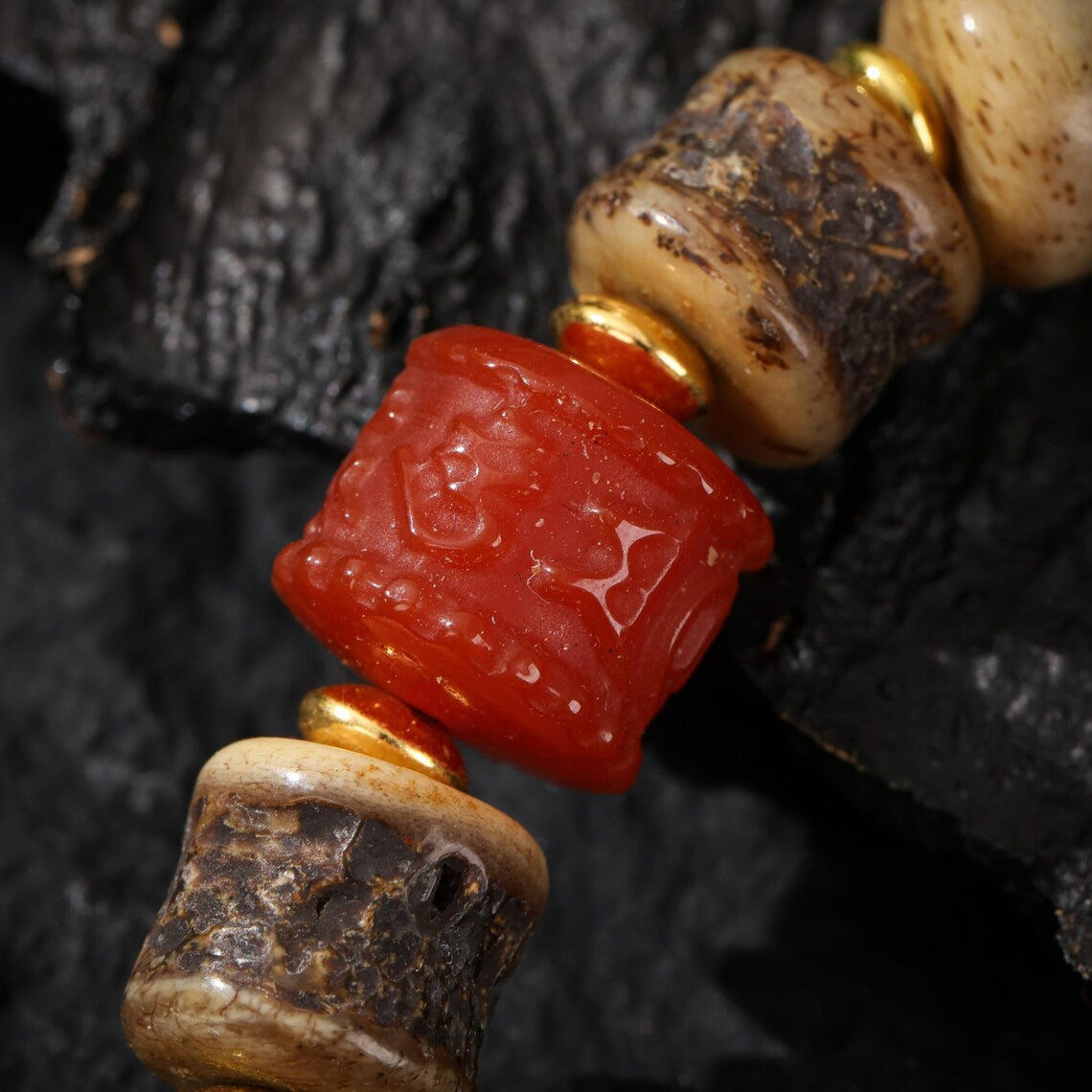 Dharma Deer Yak Bone Tibetan Talisman Bracelet