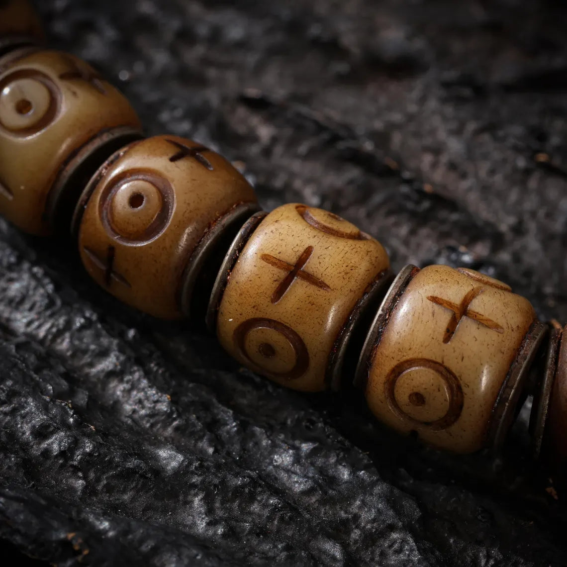 Dharma Deer Yak Bone Necklace 108 Mala Beads
