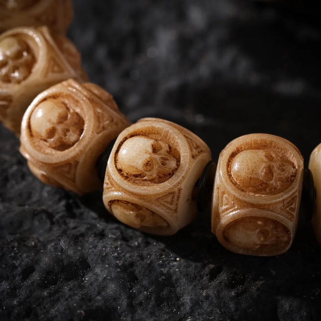 Dharma Deer Yak Bone Skull Bracelet