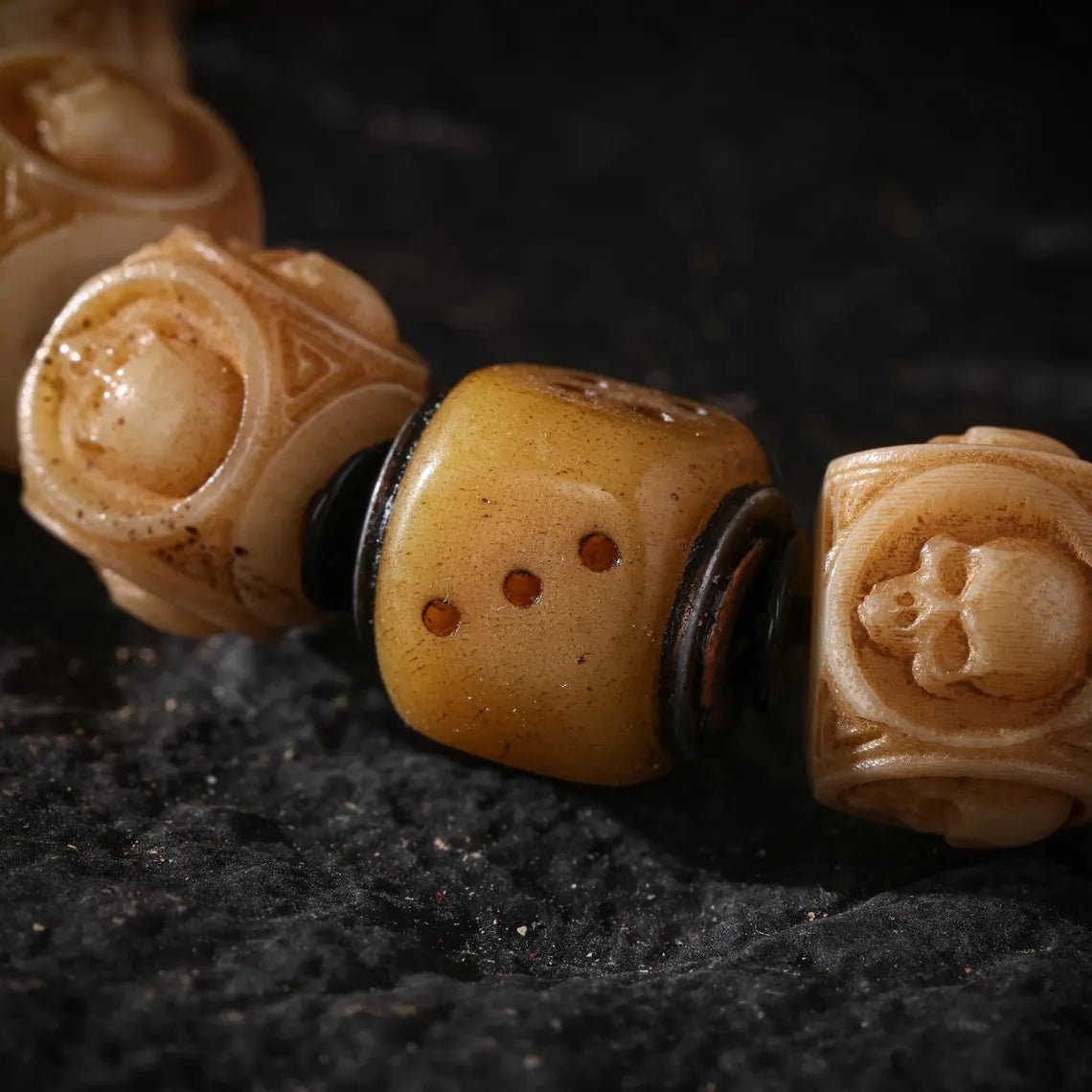 Dharma Deer Yak Bone Skull Bracelet