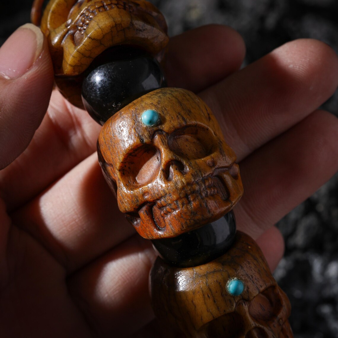 Dharma Deer Bone Skull Bracelet Protection Amulet
