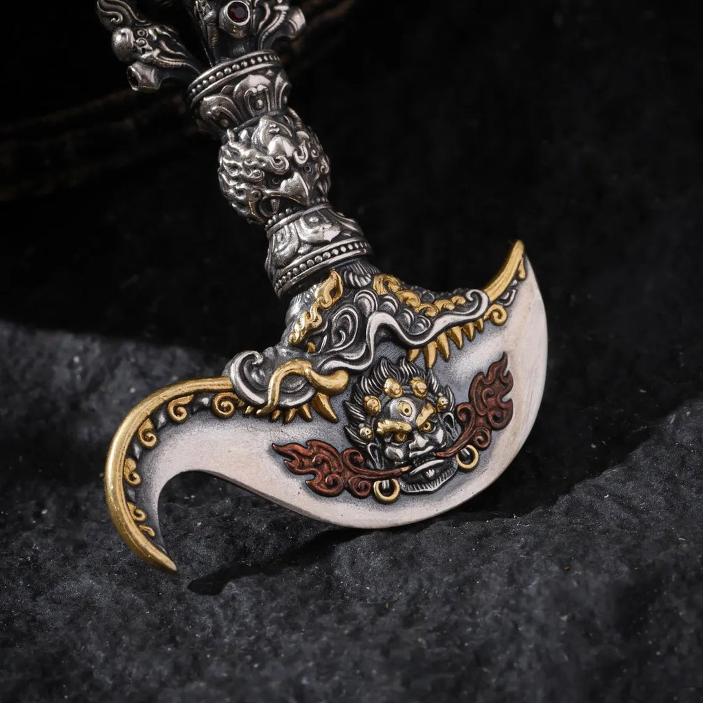 Dharma Deer Daikokuten Vajra Axe Pendant 24K Gold Vermeil