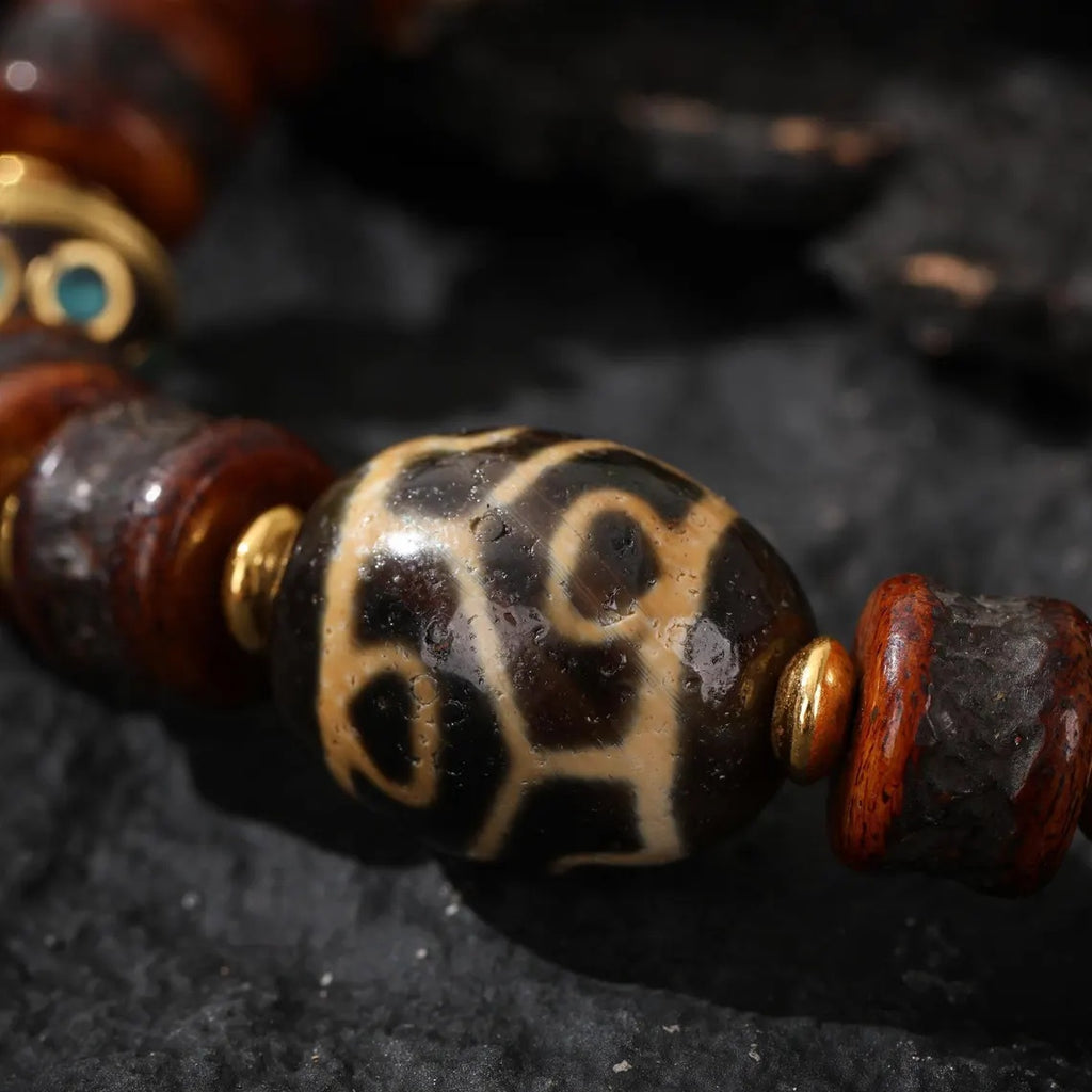 Dharma Deer Yak Bone Bead Bracelet with Dzi Accent