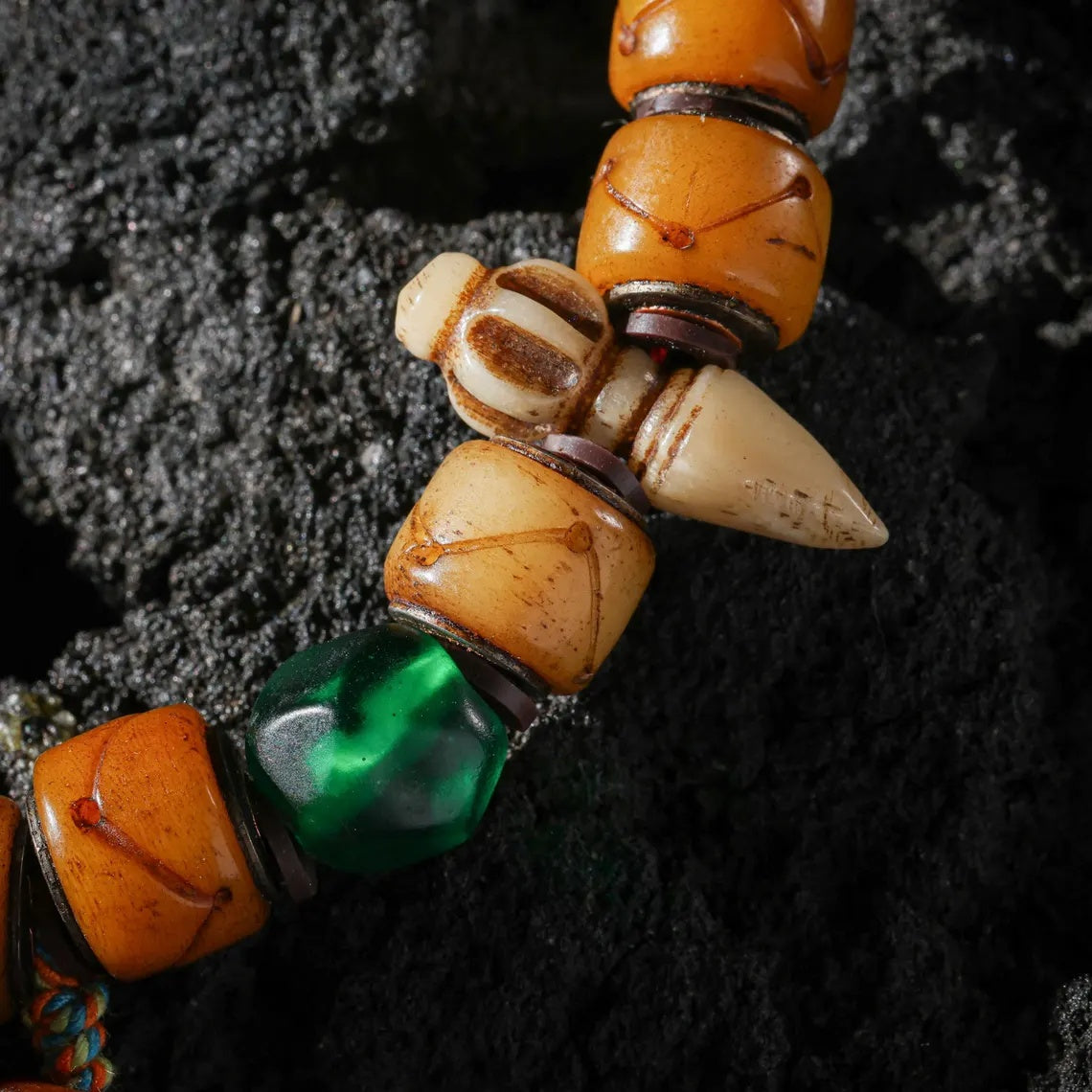 Dharma Deer Yak Bone Bracelet Tibetan Protection Talisman
