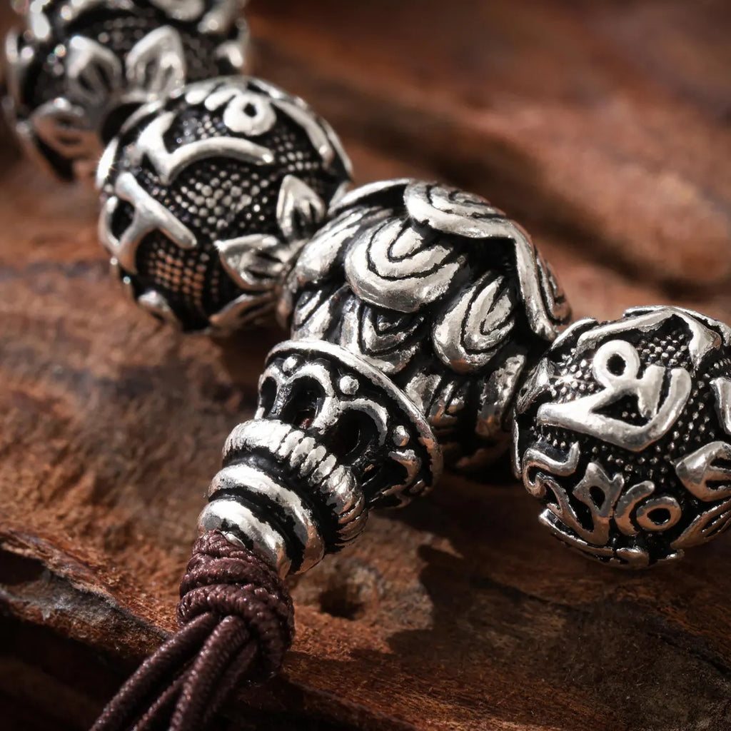 Dharma Deer Tibetan Om Sterling Silver Bracelet