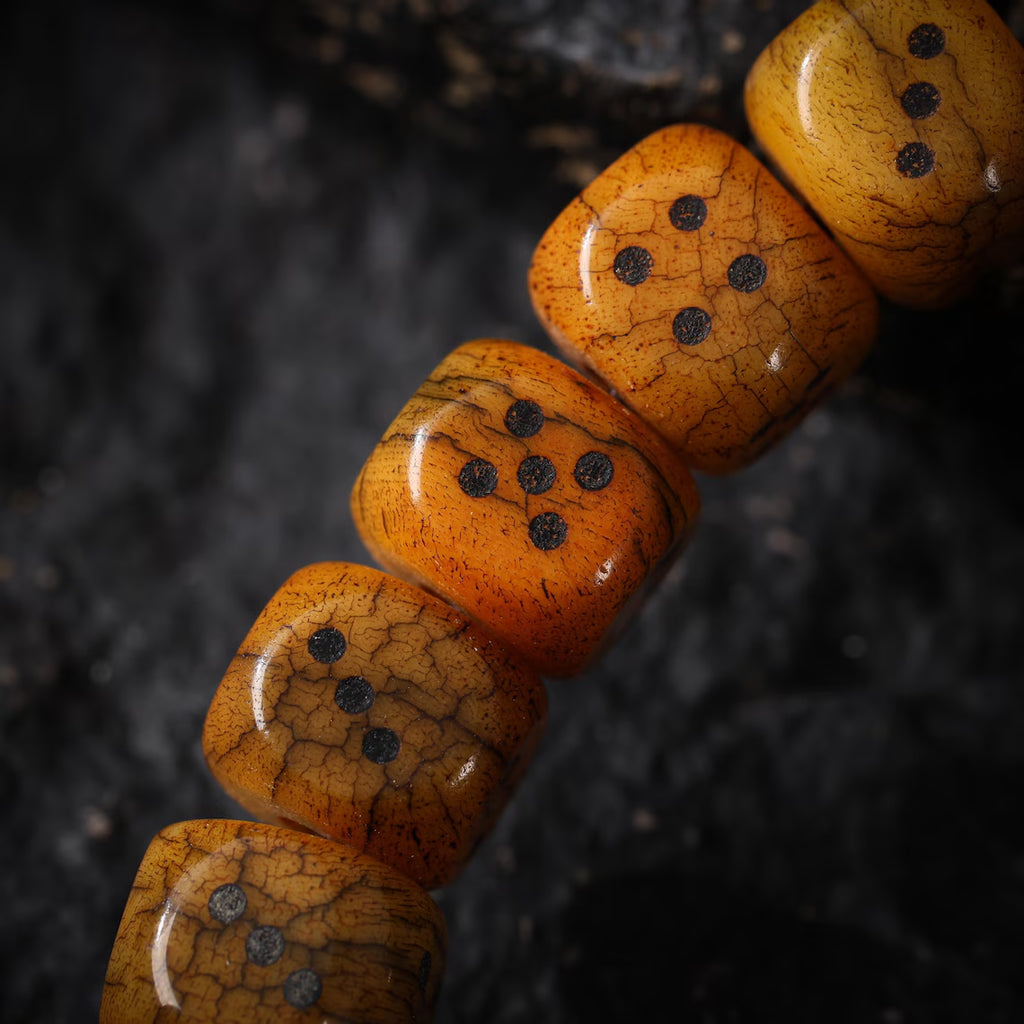Dharma Deer Yak Bone Dice Fortune Bracelet Tibetan Amulet