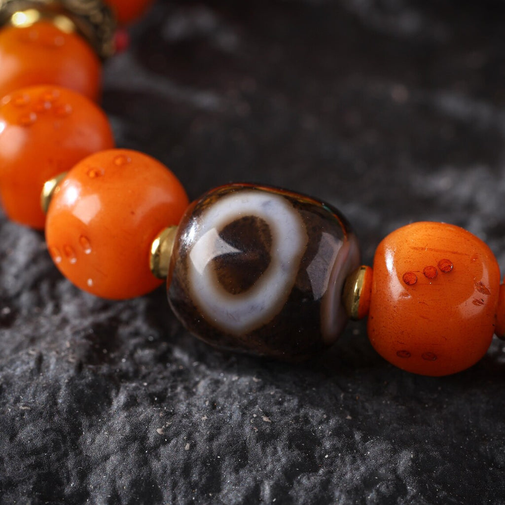Dharma Deer Yak Bone Bracelet Tibetan Talisman