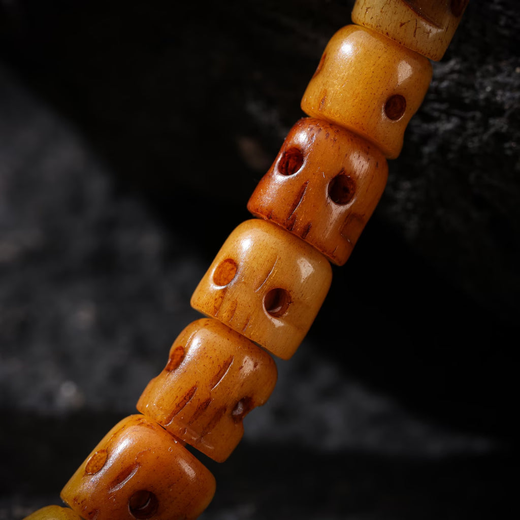 Dharma Deer Bone Skull Necklace 108 Beads