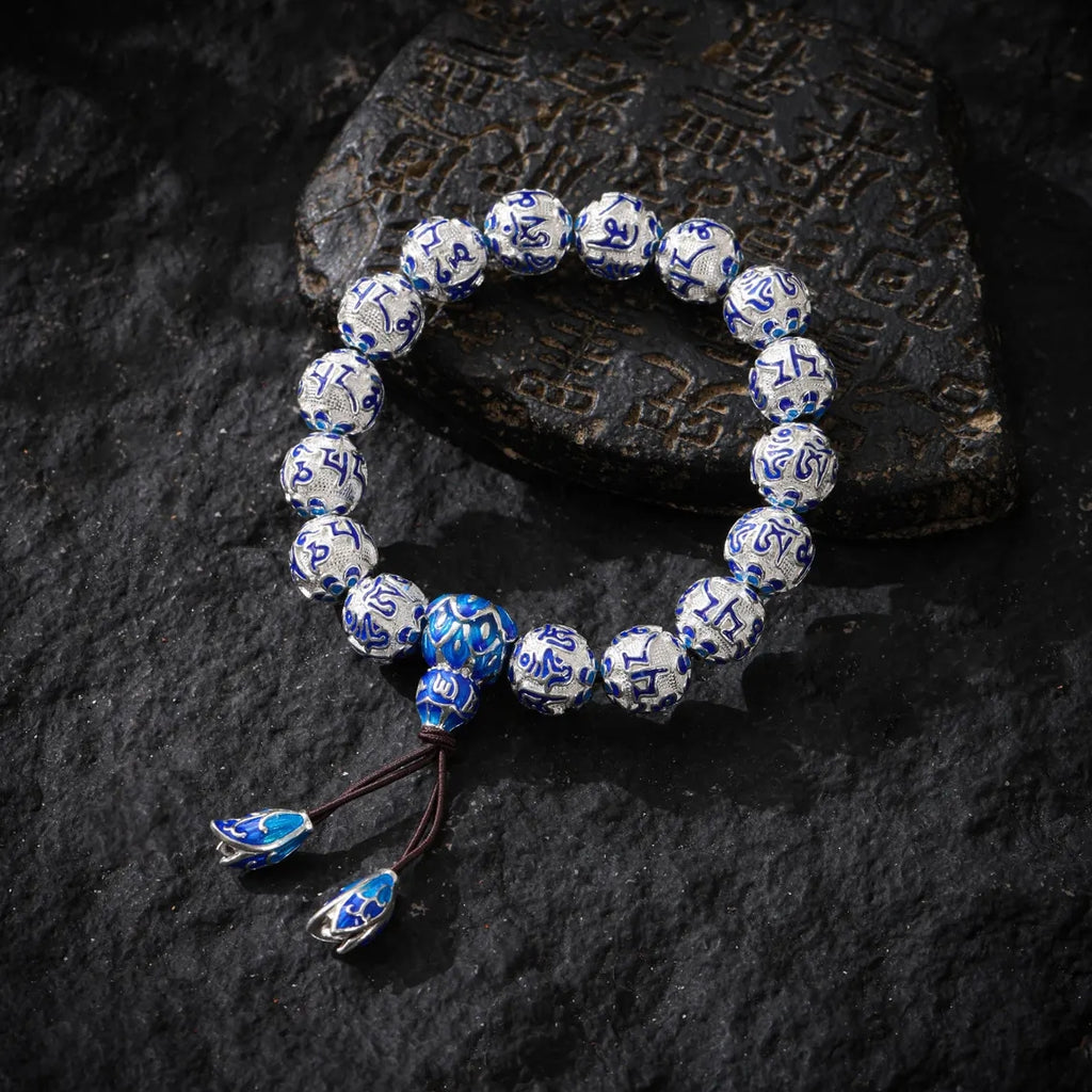 Dharma Deer Tibetan Om Sterling Silver Bracelet