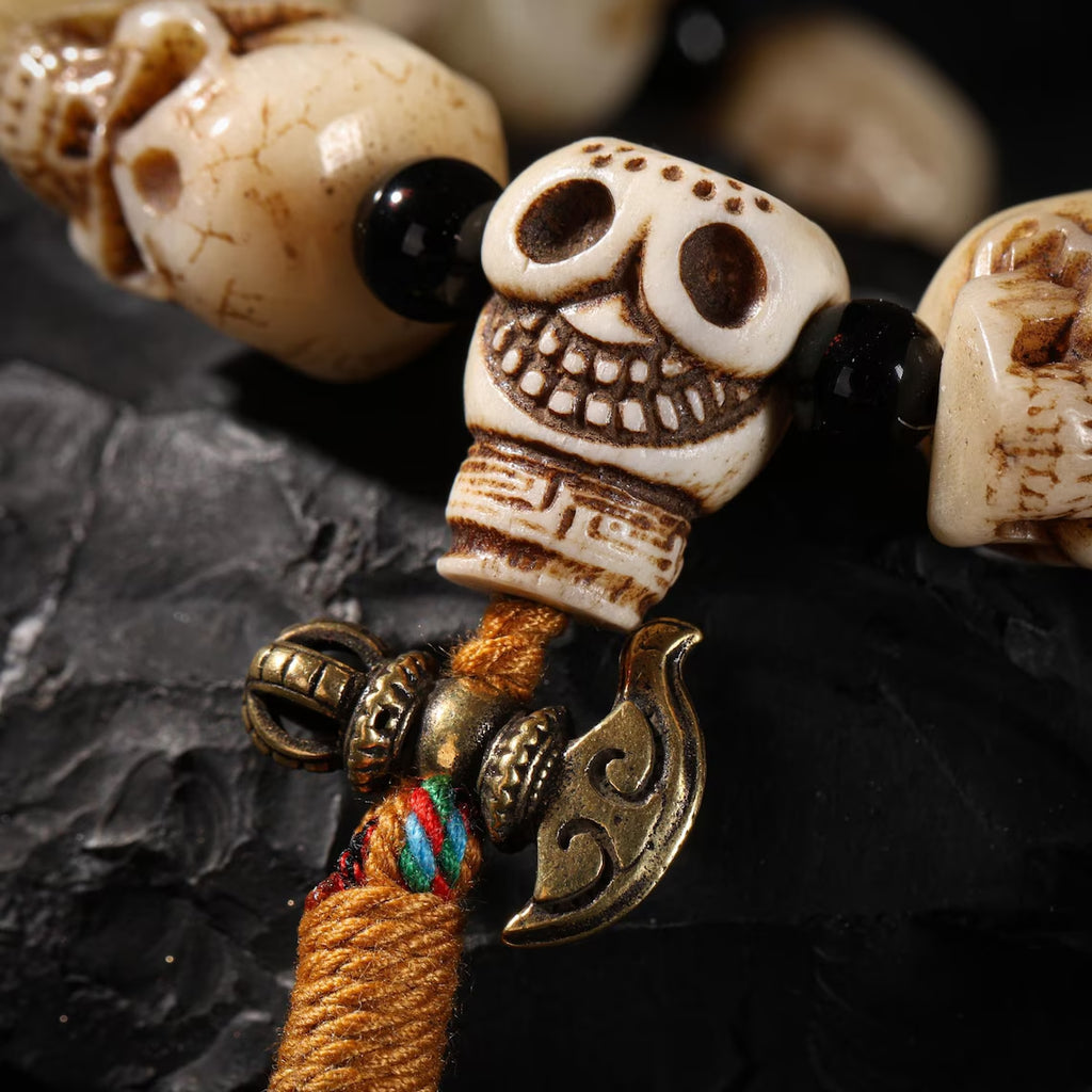 Dharma Deer Bone Skull Bracelet Charnel Ground