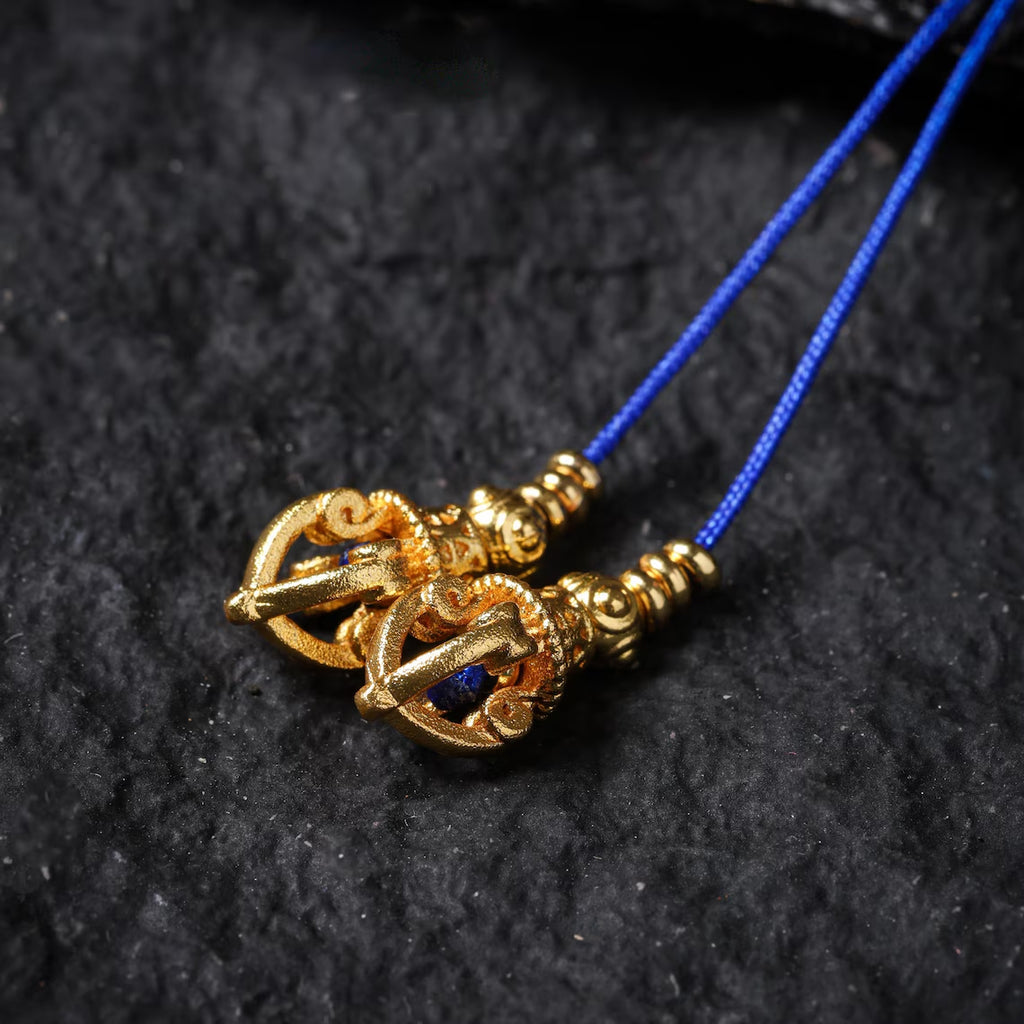 Dharma Deer Lapis Lazuli 108 Mala Necklace with Gold-Plated Accents