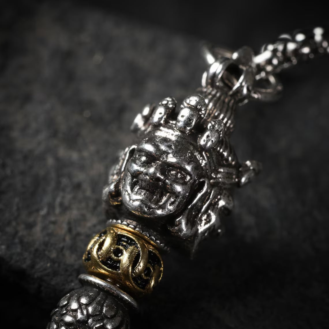 Dharma Deer Sterling Silver Phurba Pendant Necklace