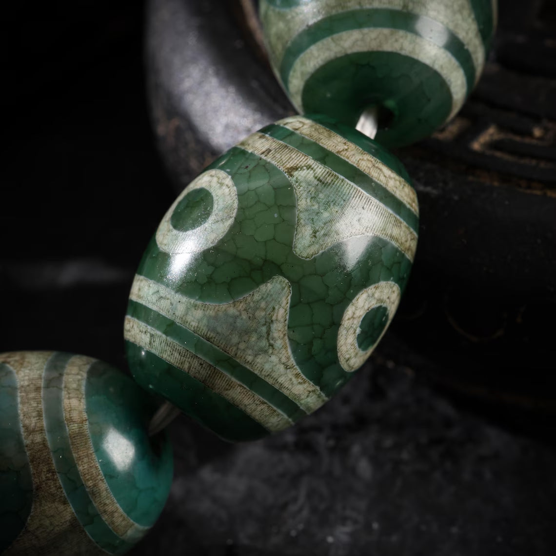 Dharma Deer Tibetan Three-Eyed Dzi Beads Bracelet