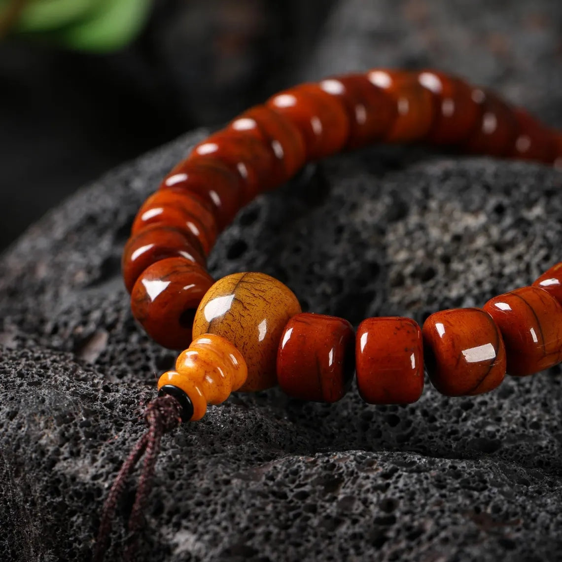 Dharma Deer Yak Bone 108 Mala Beads with Turquoise