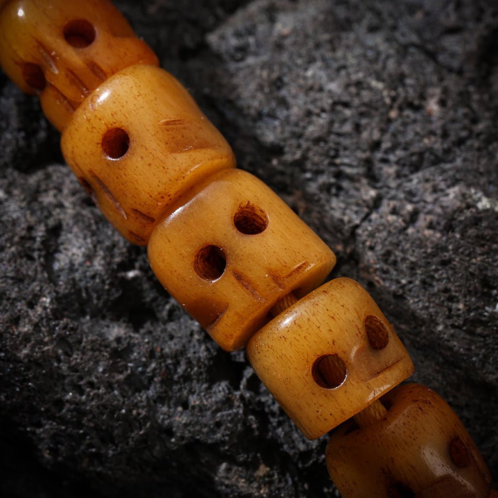 Dharma Deer Bone Skull Necklace 108 Beads