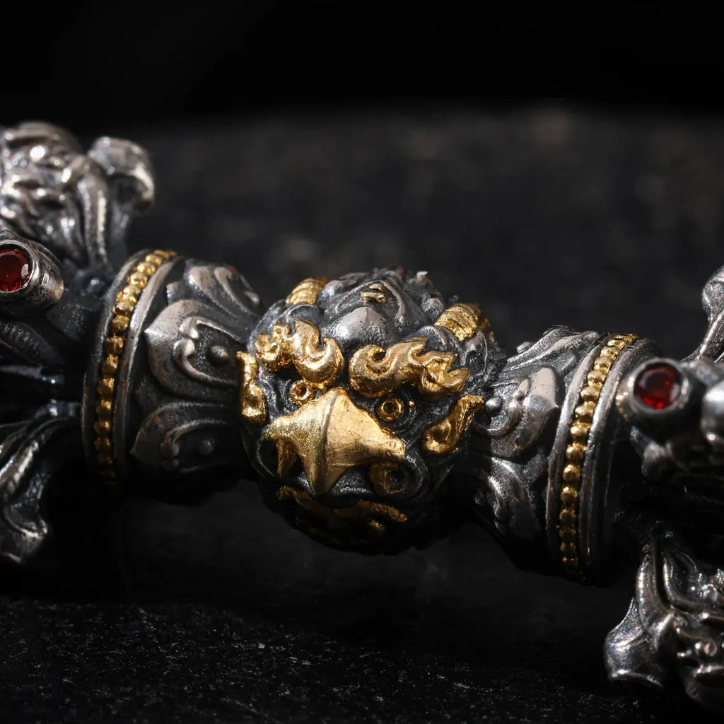 Dharma Deer Five-Pronged Vajra Pendant 24K Gold Vermeil