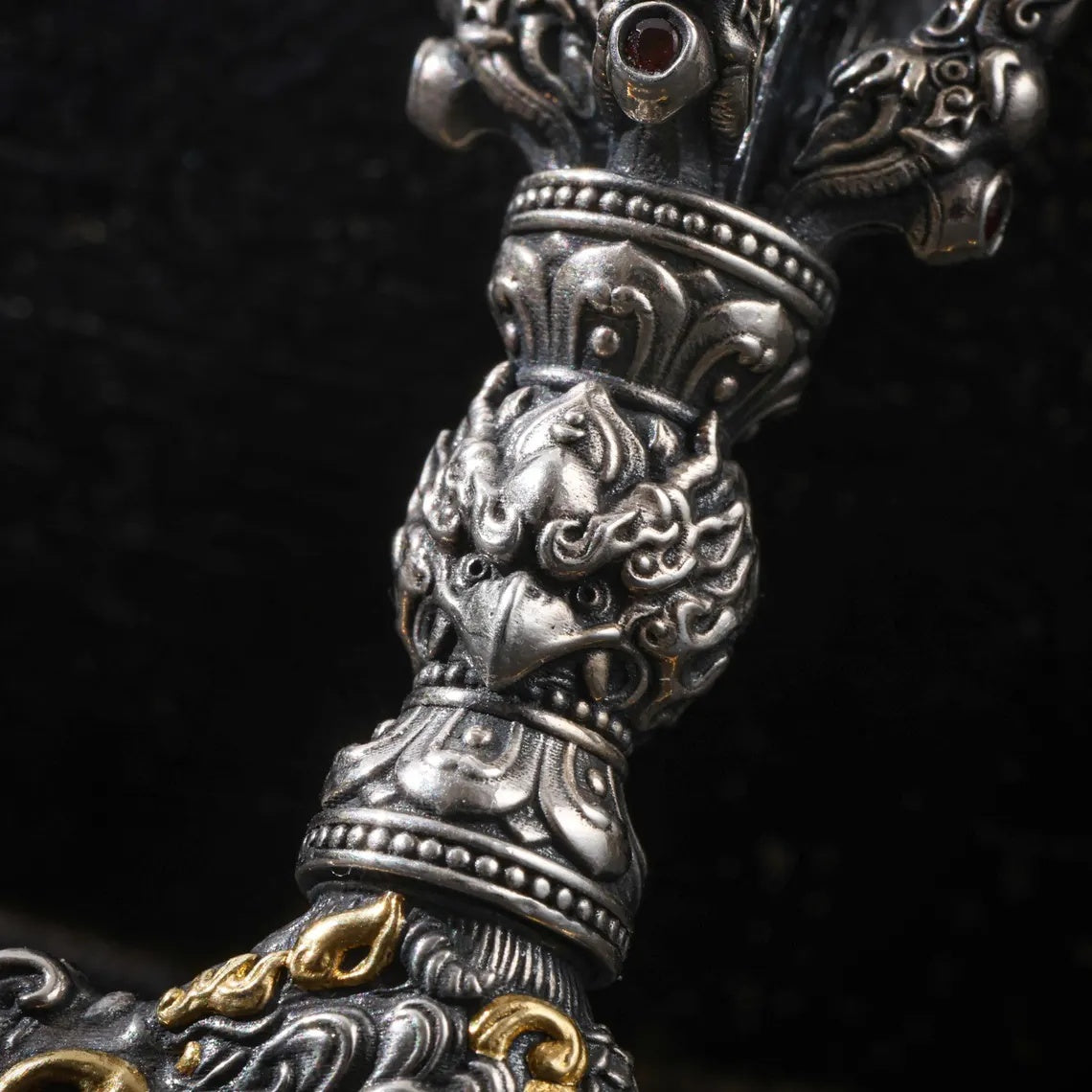 Dharma Deer Daikokuten Vajra Axe Pendant 24K Gold Vermeil
