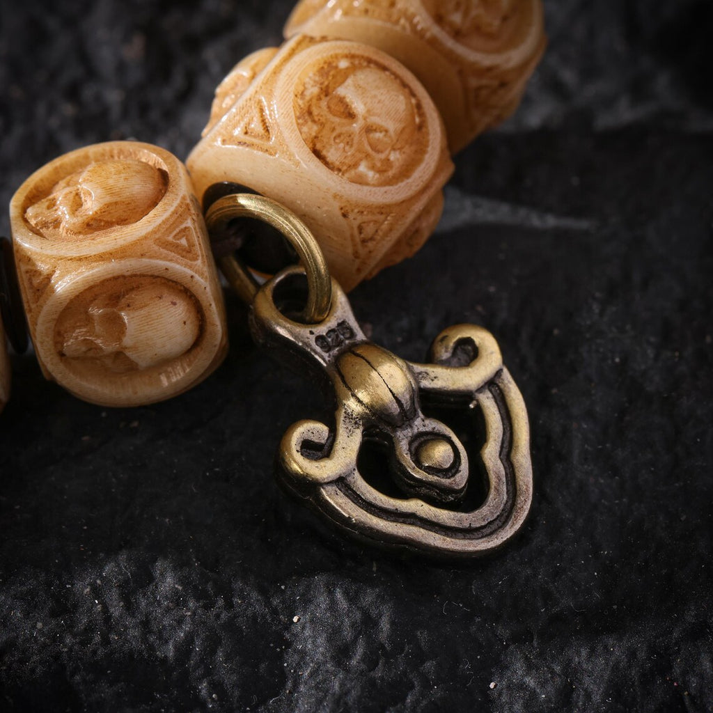 Dharma Deer Yak Bone Skull Bracelet Tibetan Amulte