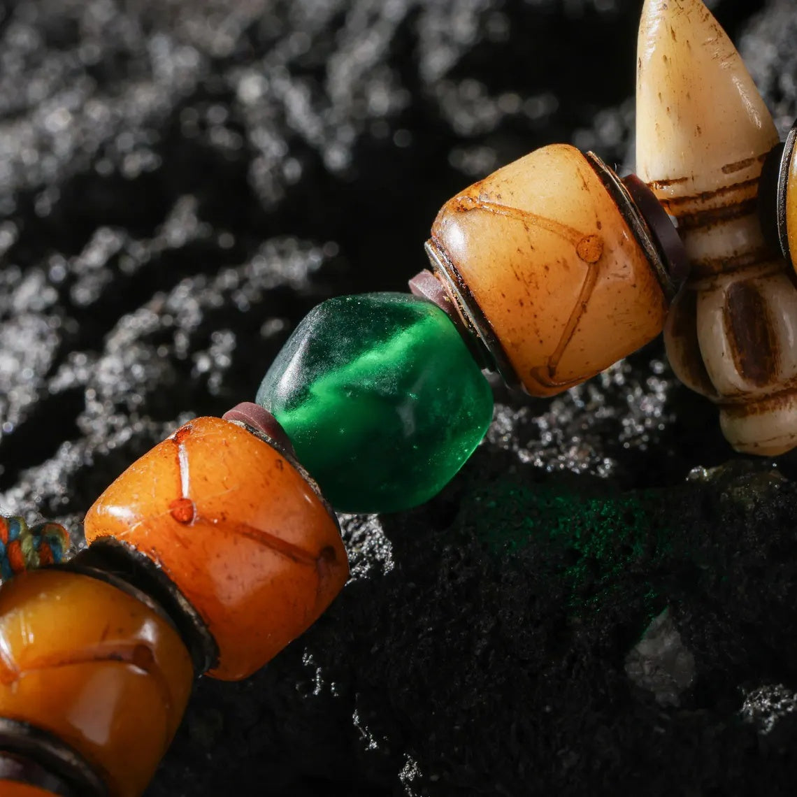 Dharma Deer Yak Bone Bracelet Tibetan Protection Talisman