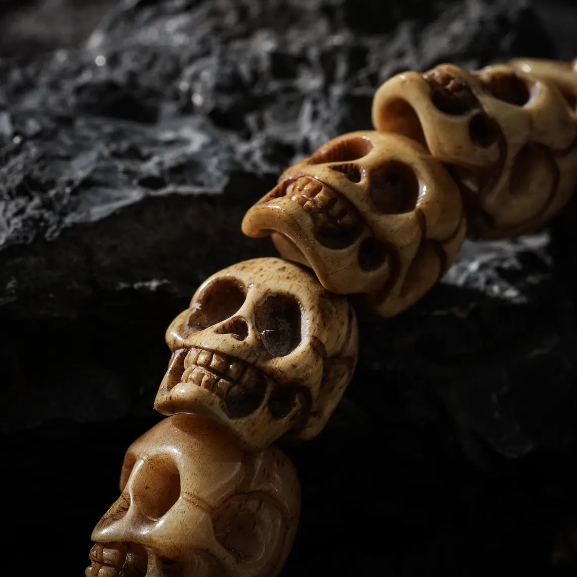 Dharma Deer Bone Skull Bracelet Protection Amulet