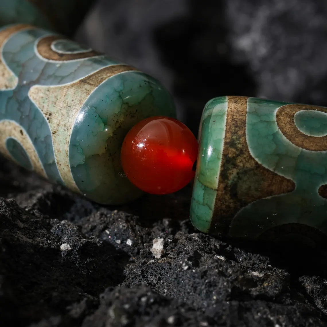 Dharma Deer Tibetan Dzi Agate Bracelet Statement Stretch Bracelet Protective Talisman Jewelry